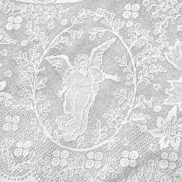 Round White Lace Tablecloth Nativity Scene 70 Inch Intricate Weave Polyester - Picture 6 of 7
